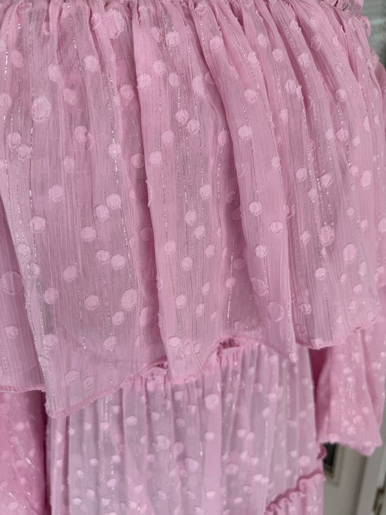 MISA Los Angeles Blush Pink Off Shoulder Tiered Maxi Dress Romantic Resort Boho - Picture 6 of 9